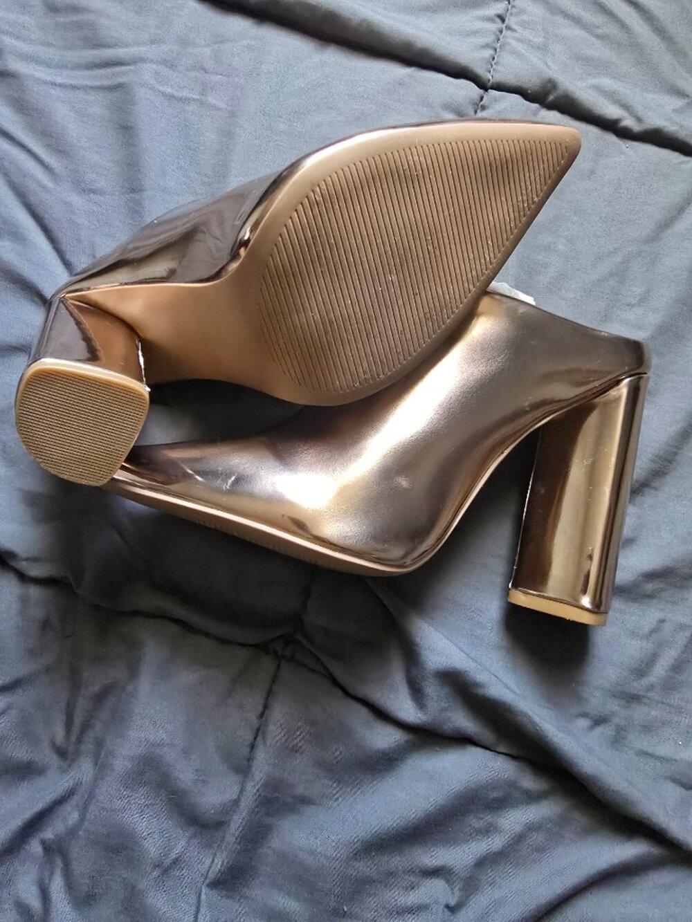 Qupid Rose Gold Mule Heels (7) - Picture 3 of 5